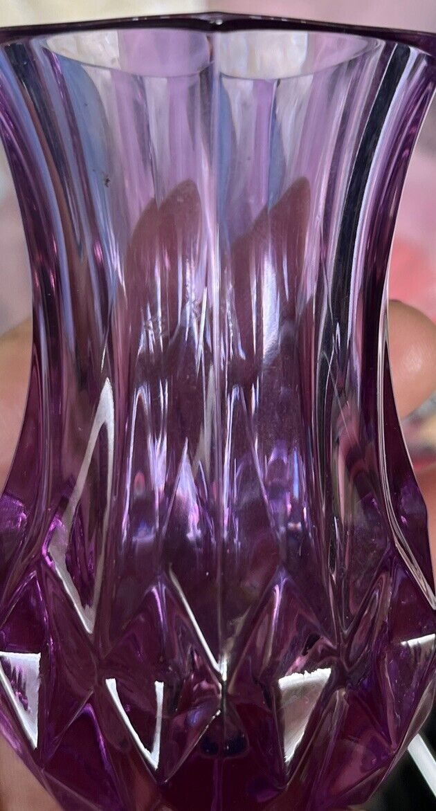 Vintage Neodymium Alexandrite Purple Glass Bud Vase Cristal D’Arques Small