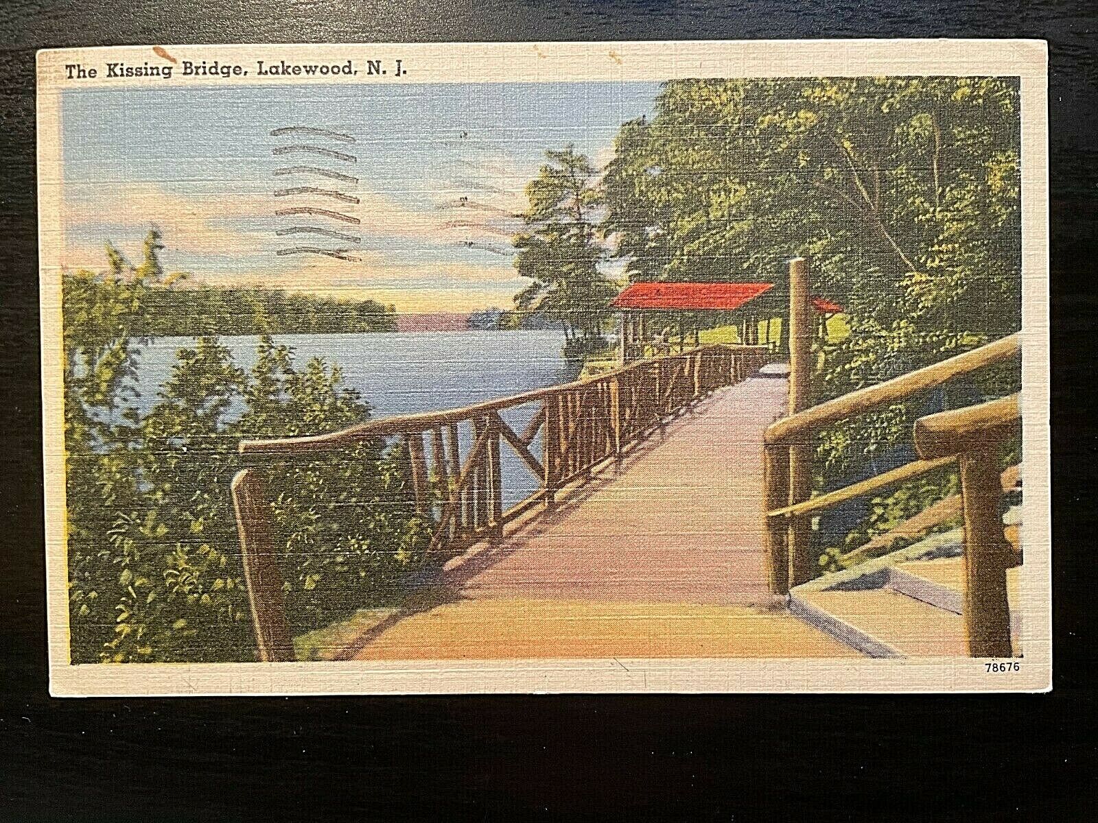 Vintage Postcard 1957 The Kissing Bridge Lakewood New Jersey