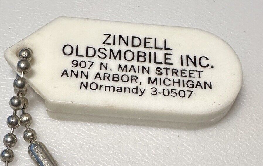 Vintage Ann Arbor Michigan Zindell Oldsmobile Dealership Auto Dealer Keychain