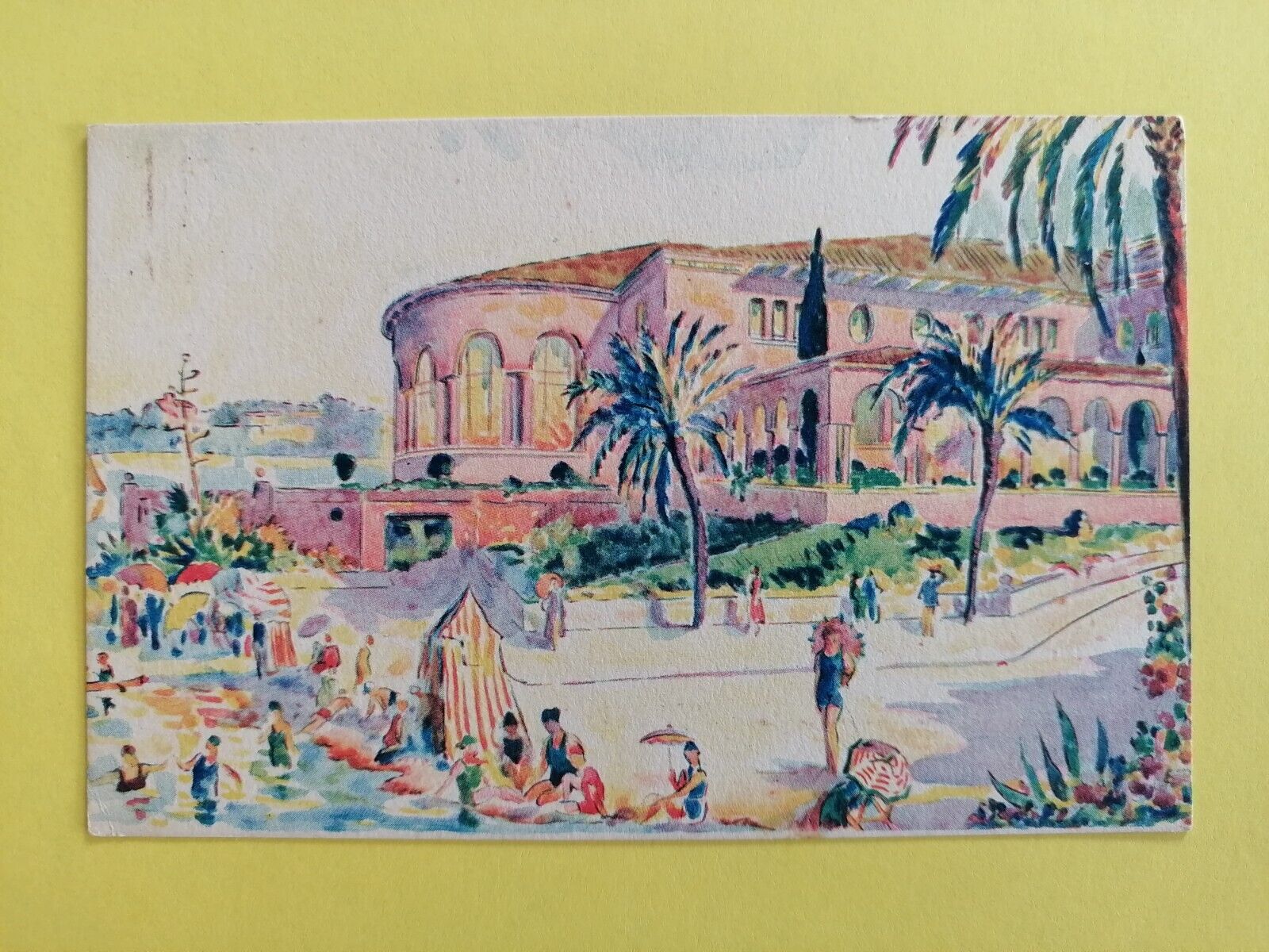 CPA Illustration Watercolor 06 - CANNES PALM BEACH (Summer Casino)