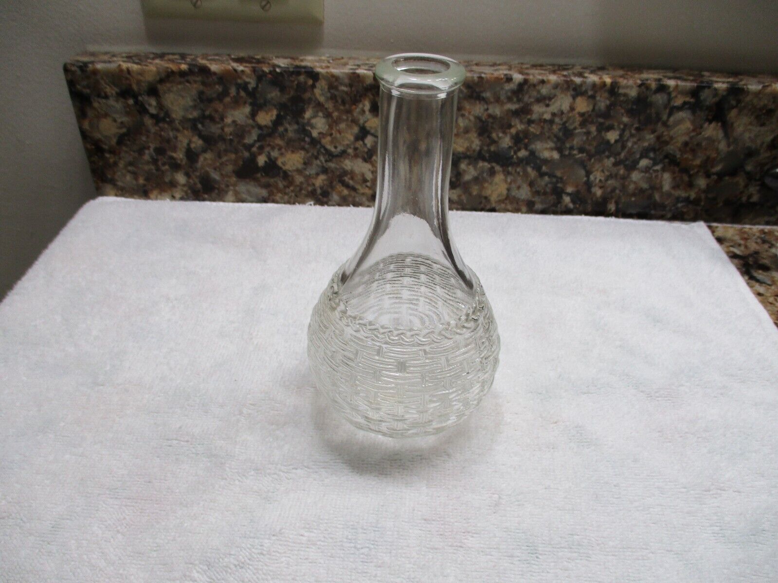 Vintage Basket Weave Barber Bottle Campana Italian Balm Clear Glass