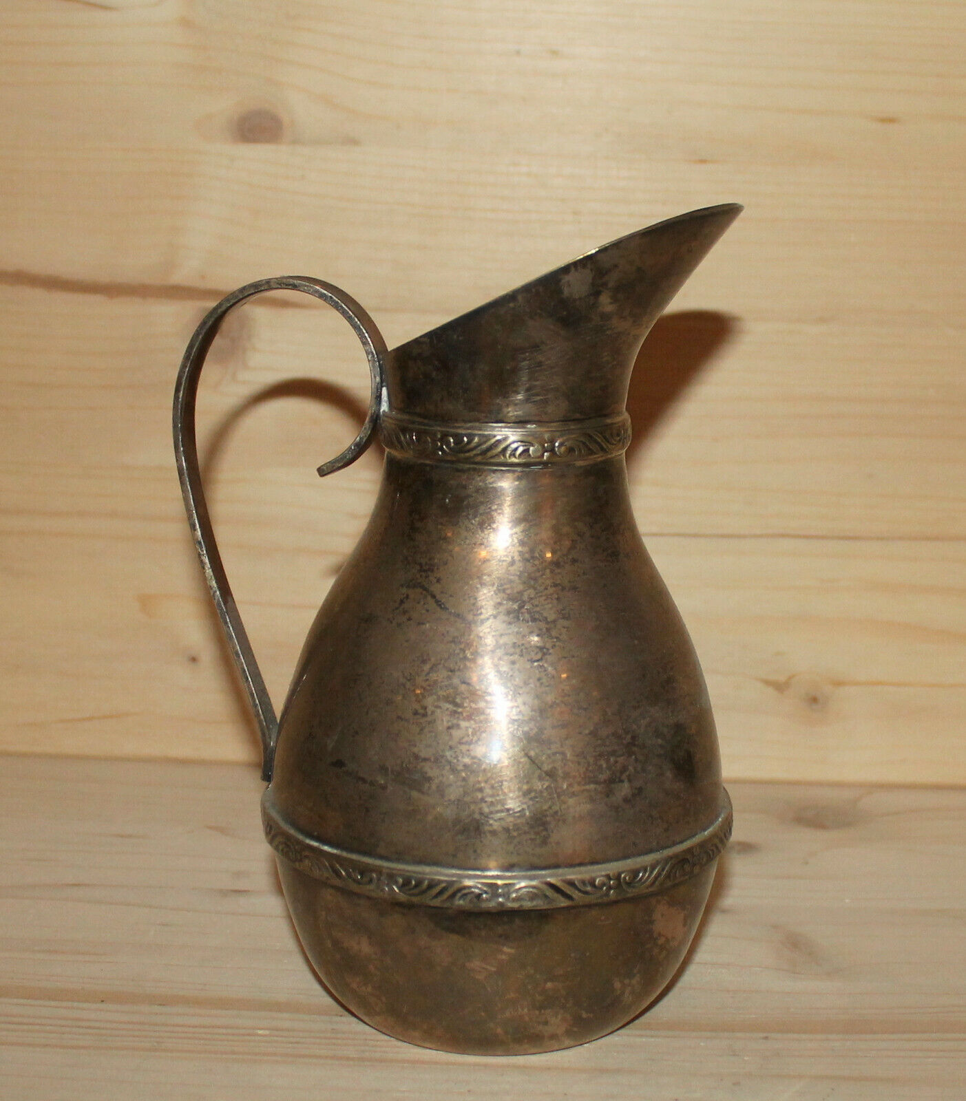 Antique hand made silver plated pitcher jug