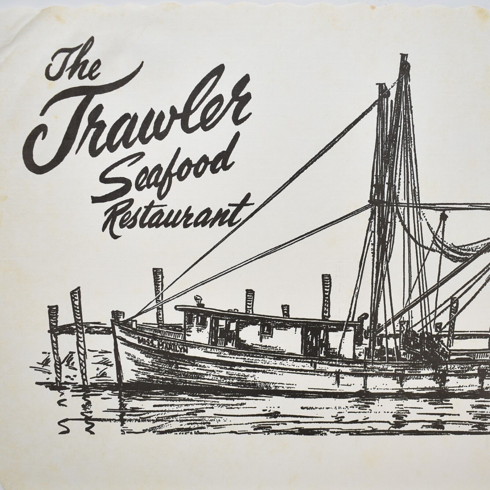 1960s The Trawler Restaurant Oyster Bar Placemat Mount Pleasant South Carolina