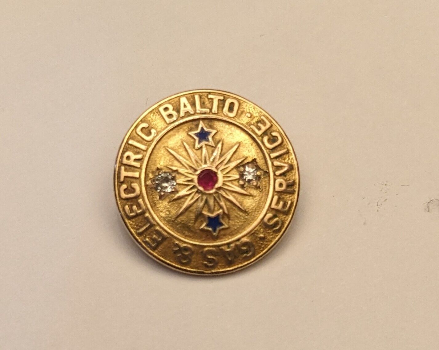 10K Yellow Gold BGE Service Pin 2.87g Jewelry Gas & Electric Balto Award Button