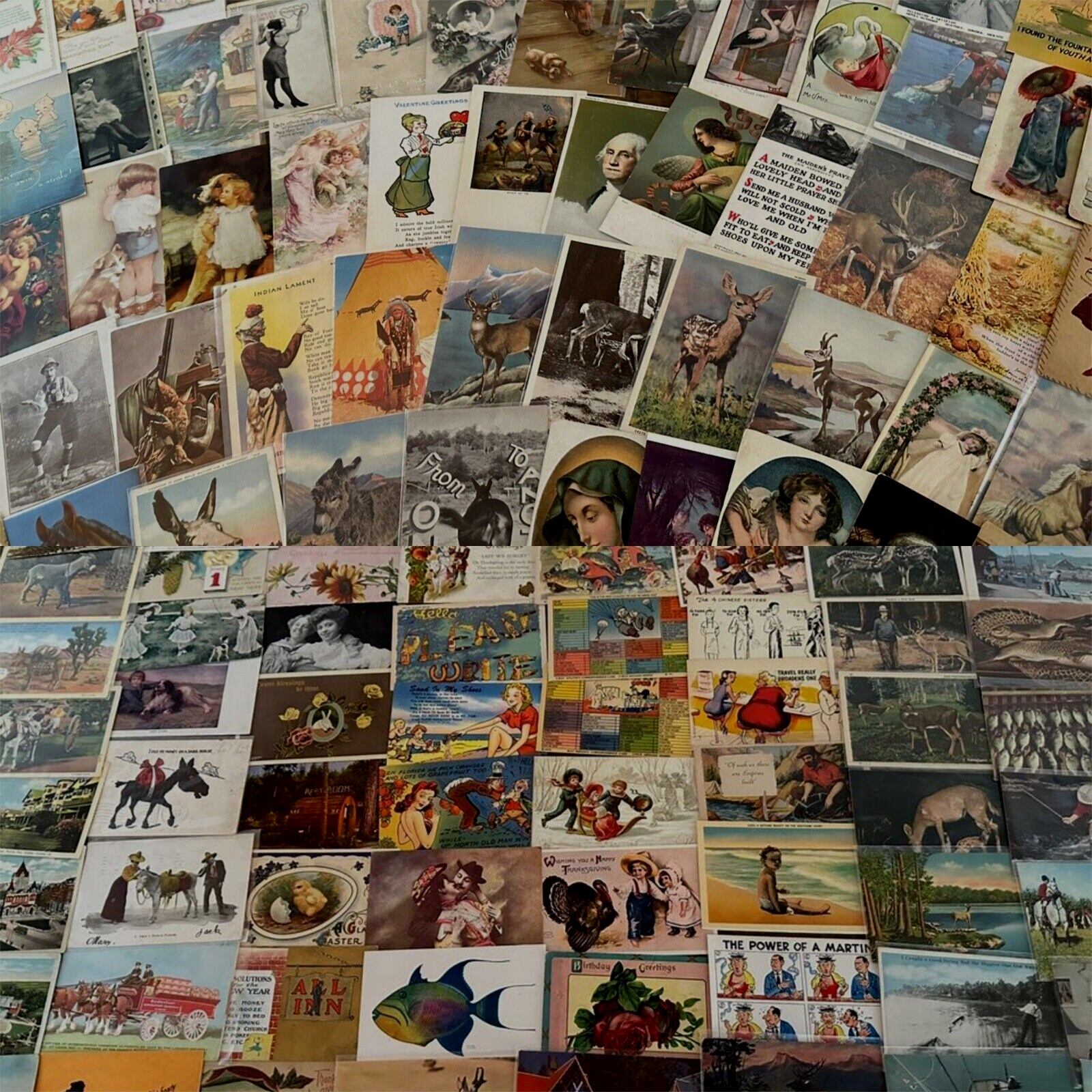 Huge Lot of 500  +++ Topical ~Greetings Postcards DAMAGED- SCRAPBOOK CRAFTS