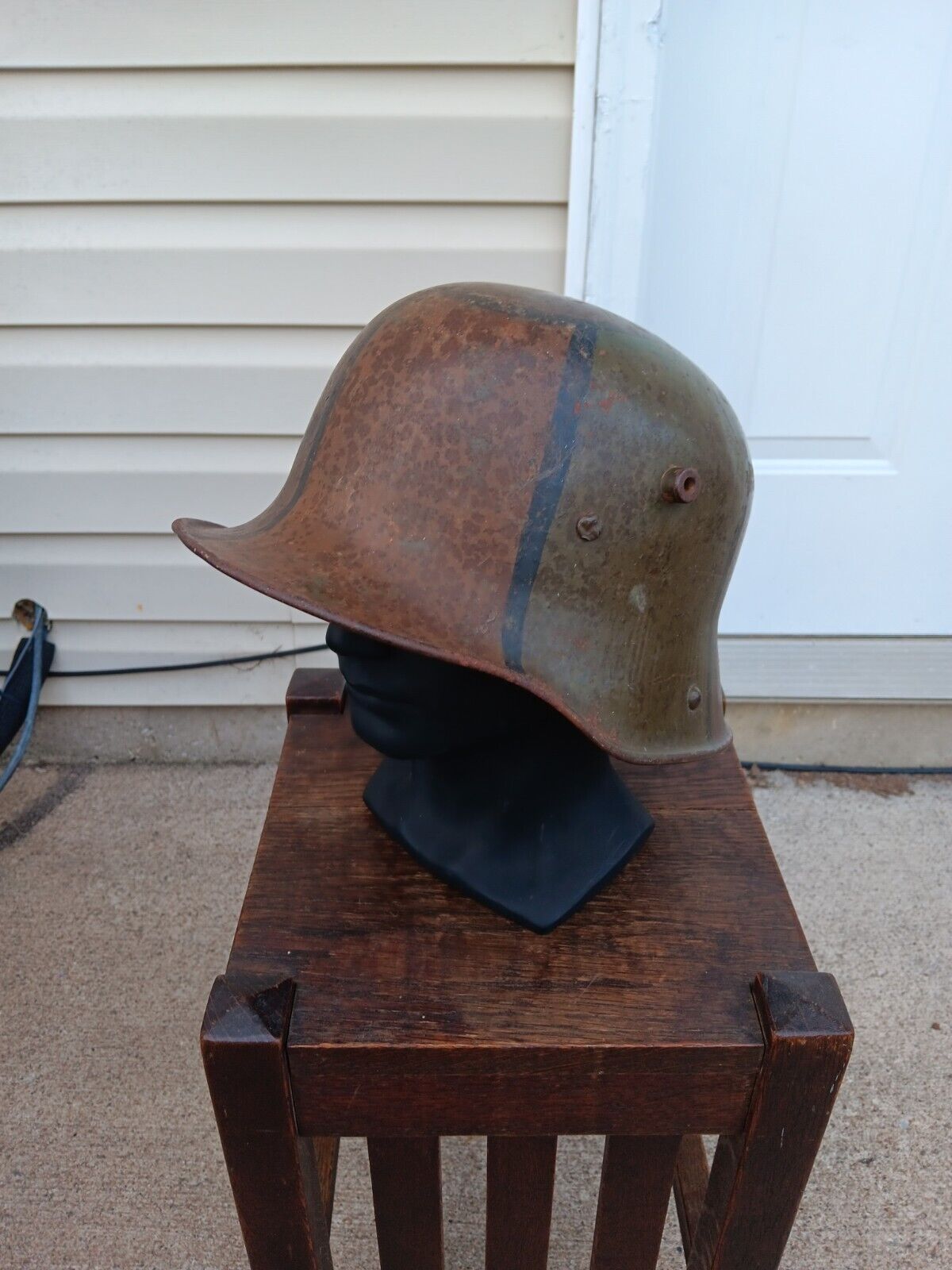 Original WW1 German Army M16 Stahlhelm Camouflage Helmet w/ Liner Ring CAMO