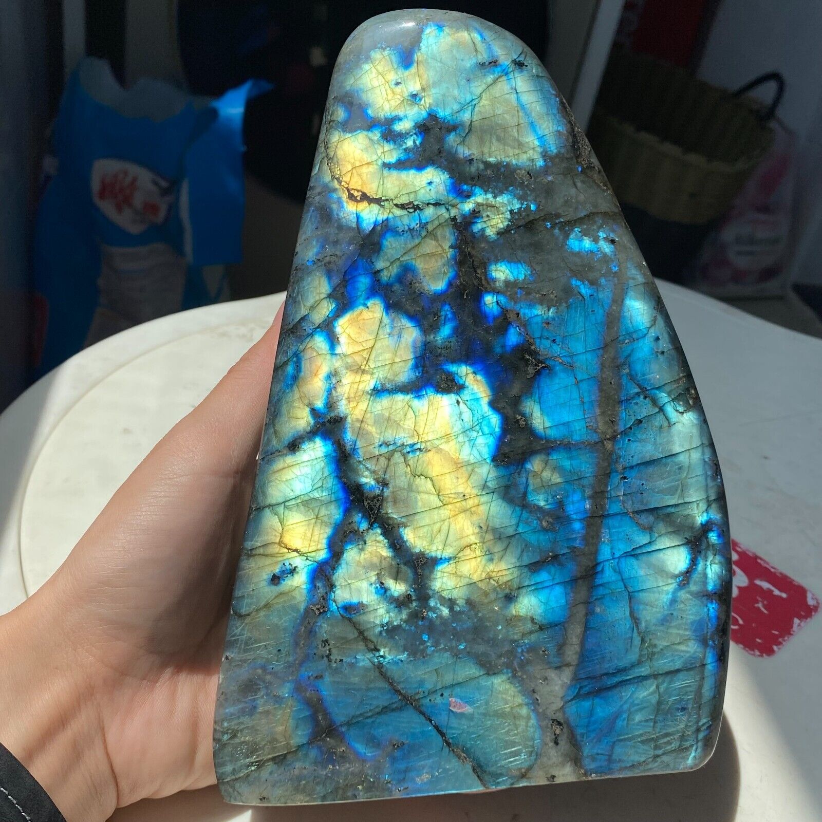 5.70LB Natural Large Labradorite Quartz Crystal Mineral Spectrolite Healing M49