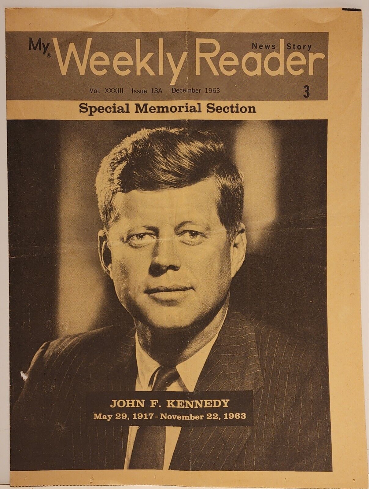 Vintage JOHN F KENNEDY Assassination My Weekly Reader Dec 1963