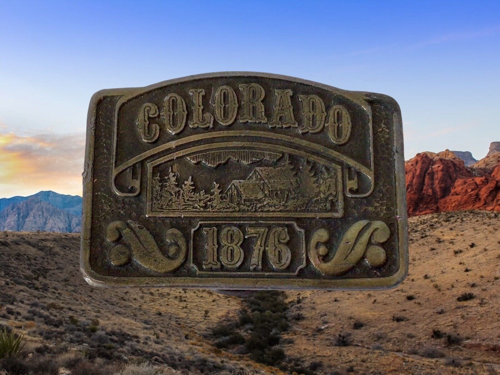 Vintage Adezy Colorado Statehood Commemorative Brass Belt Buckle 1976