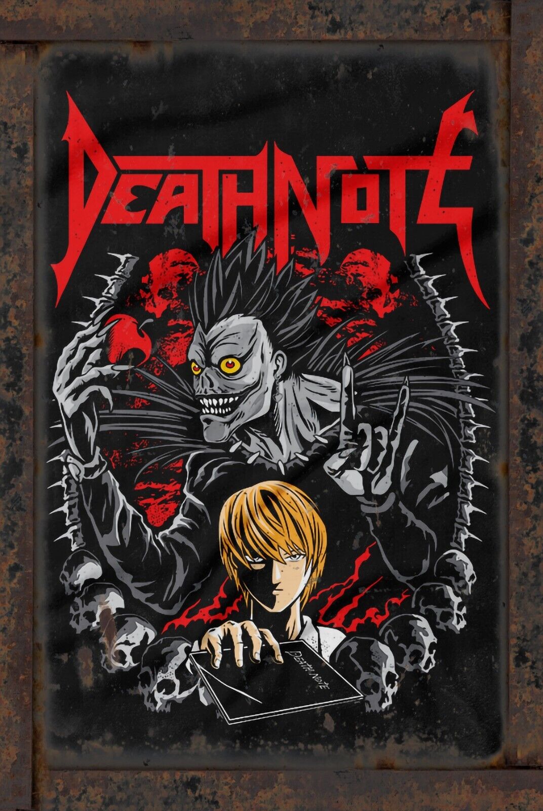 Death Note Light Yagami Ryuk 8x12 Rustic Vintage Style Tin Sign Metal Poster