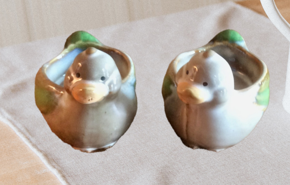 Vintage Pair of Duck Ceramic Tea Light Animal Candle Holders