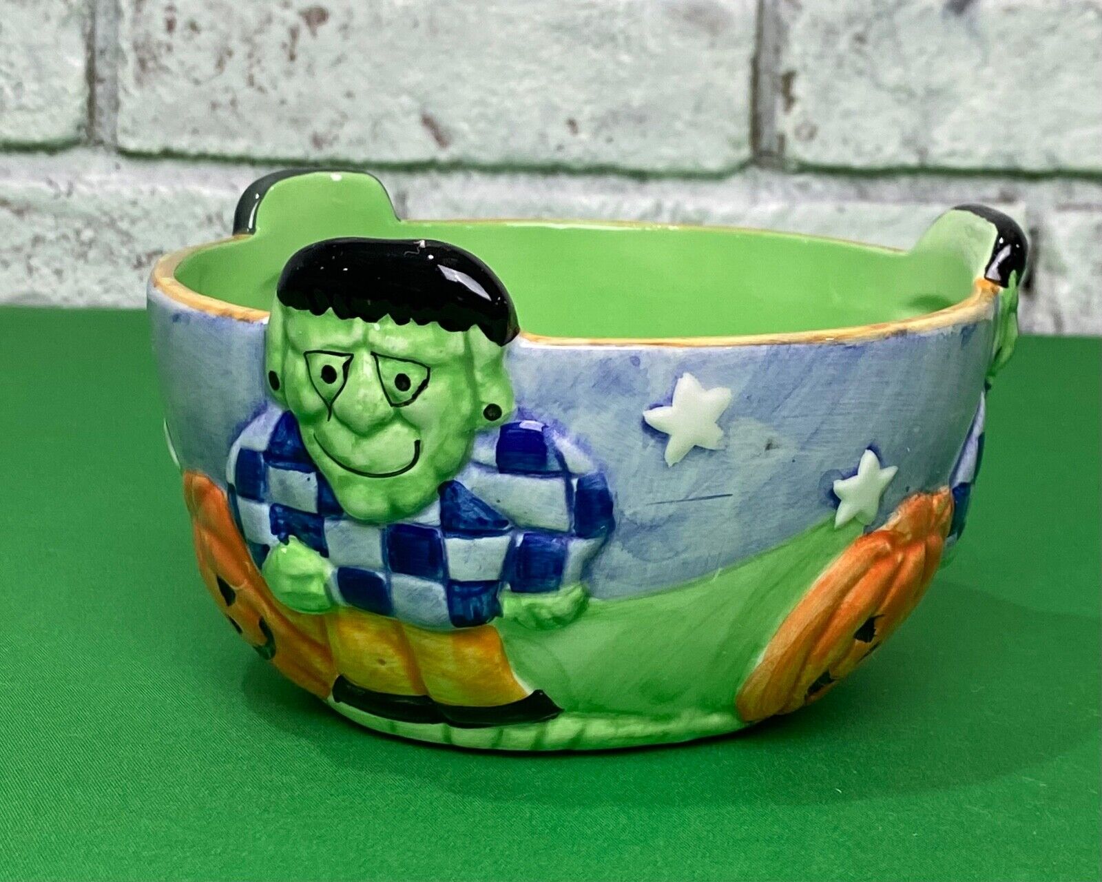 Vintage Nantucket Ceramic Frankenstein Halloween Bowl 6in Candy Dish