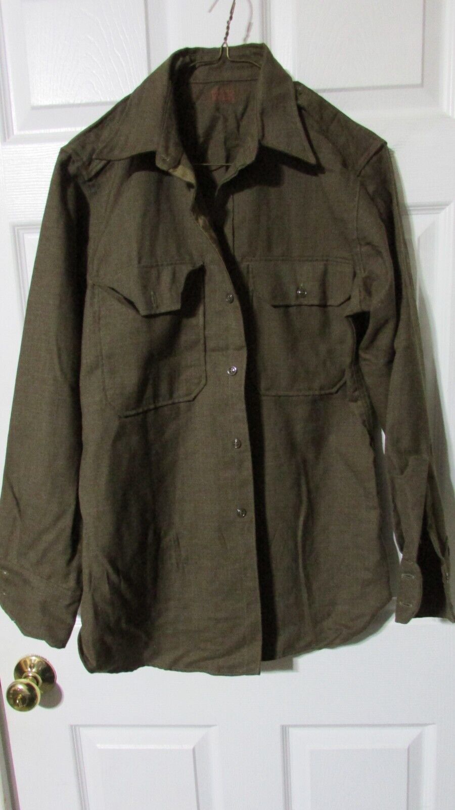 RARE Post WW2  1951 Korea War ERA US ARMY Officer 100%  Wool Flannel Shirt 15x32