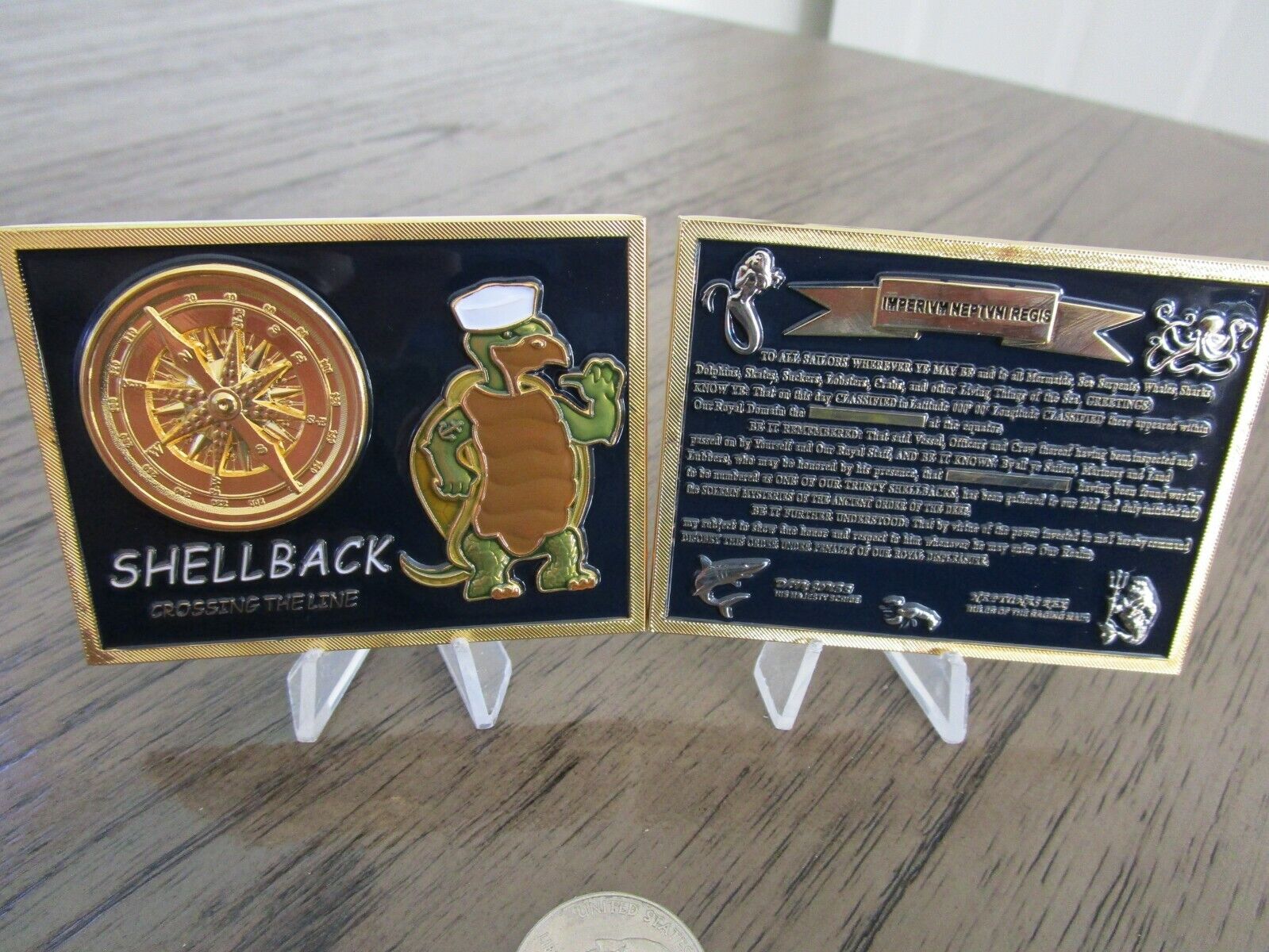 Shellback Crossing The Line Ancient Order of the Deep USN Challenge Coin