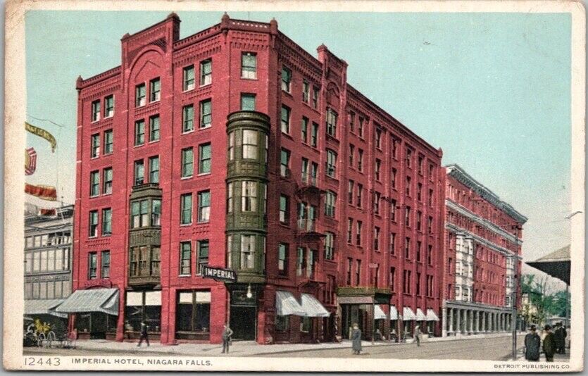 1914 NIAGARA FALLS, New York Postcard IMPERIAL HOTEL Street View / Detroit Pub.
