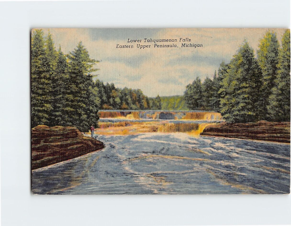 Postcard Lower Tahquamenon Falls Eastern Upper Peninsula Michigan USA