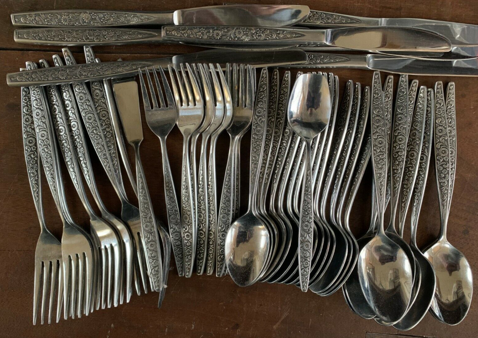 Outstanding Vintage SET (48 Pcs.) Stainless Flatware Mid-Century Modern 