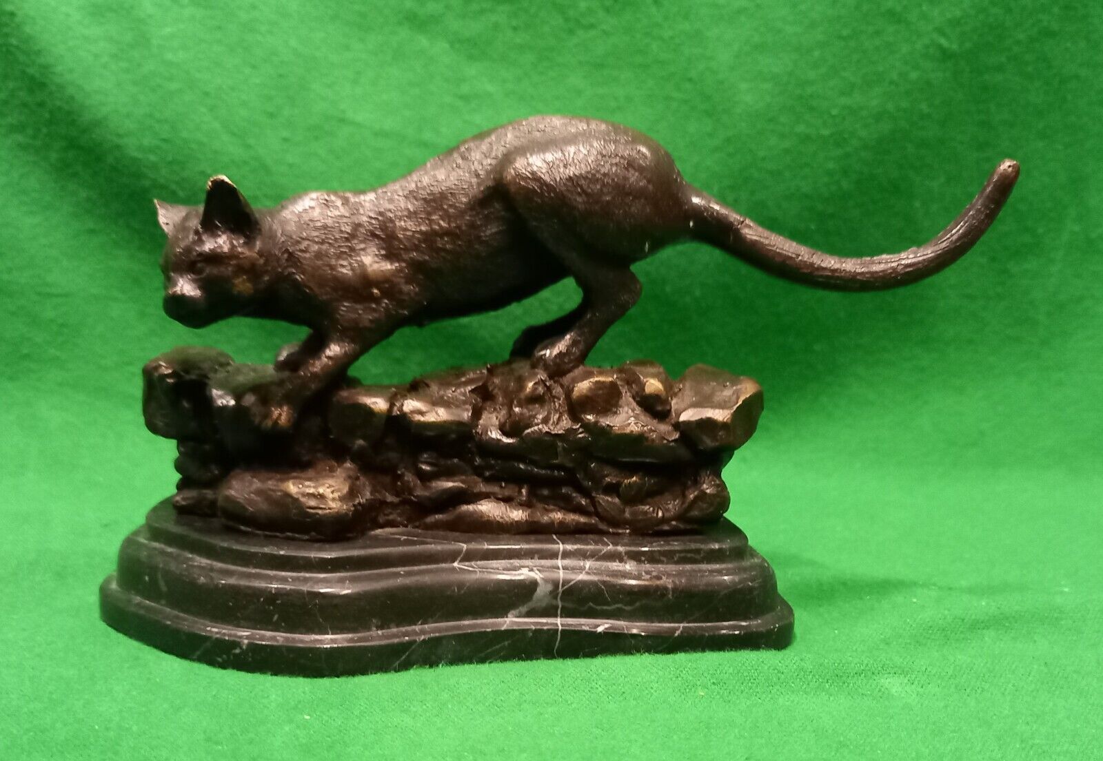 Vintage Bronze Cat figurine on marble base...