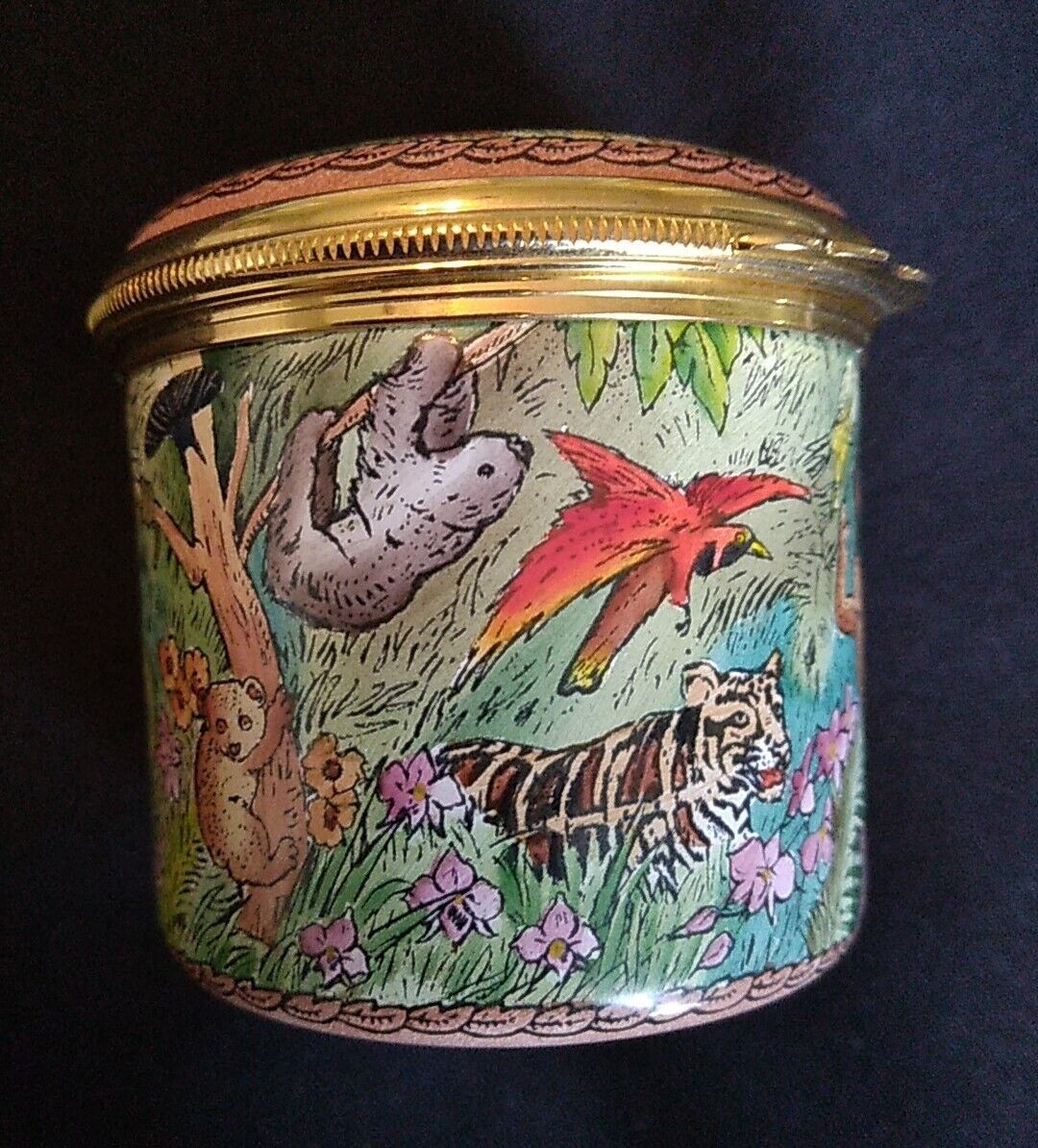Halcyon Days Enamels The RAIN FOREST BOX discontinued rare excellent condition