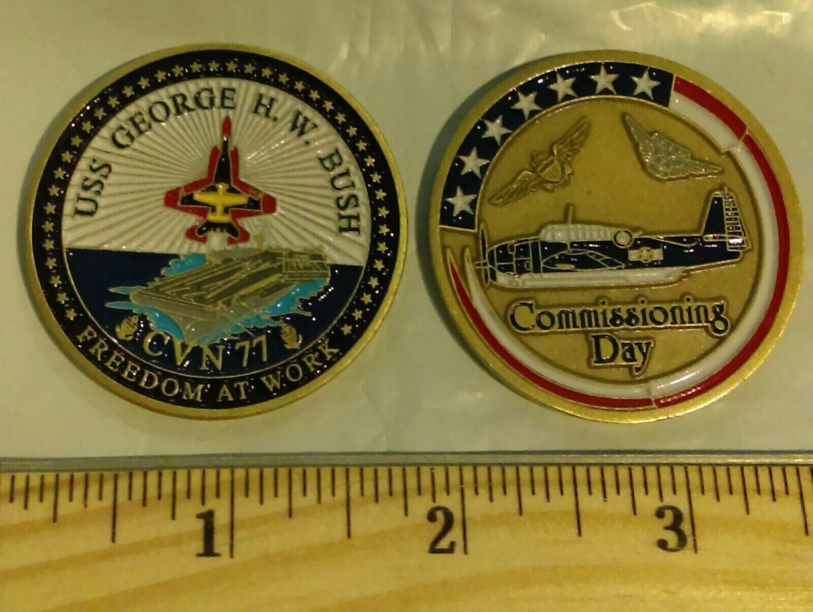 USS George H.W. Bush Challenge Coin CVN 77 US Navy Aircraft Carrier COMMISSION