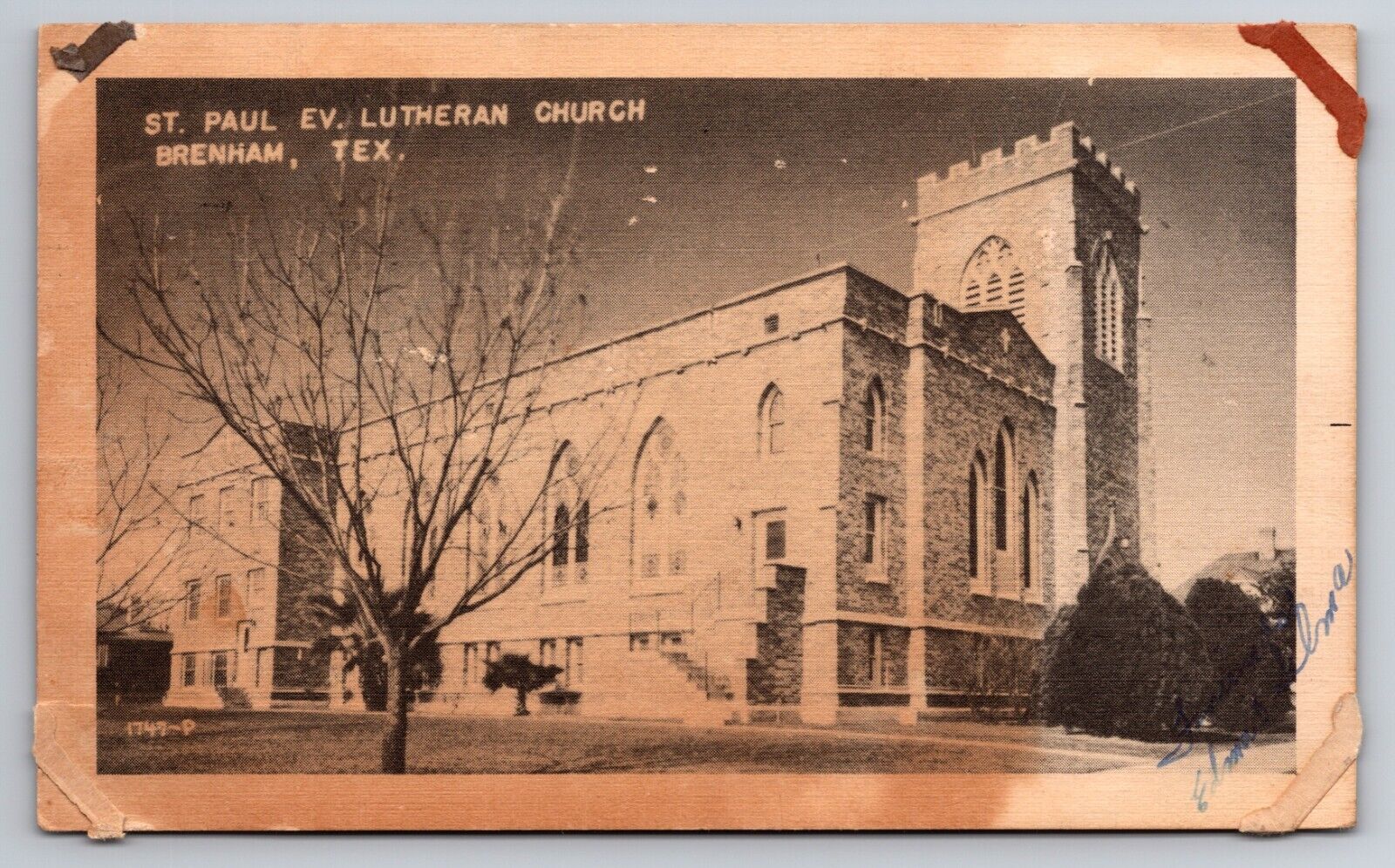 St. Paul Evangelical Lutheran Church Brenham Texas TX 1942 Postcard
