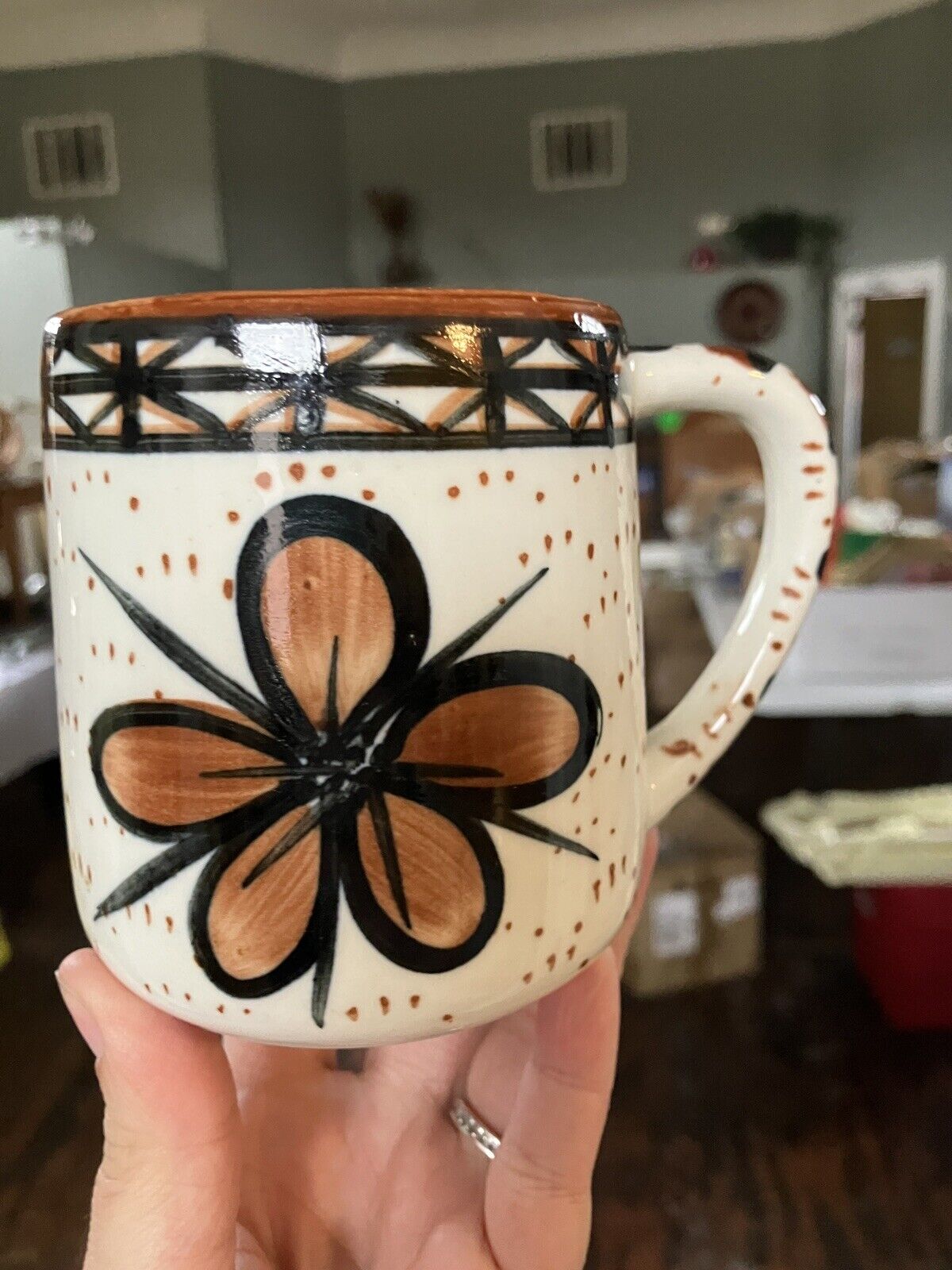 Ceramic Glazed Hawaiian Floral Hand Painted Mug 10oz