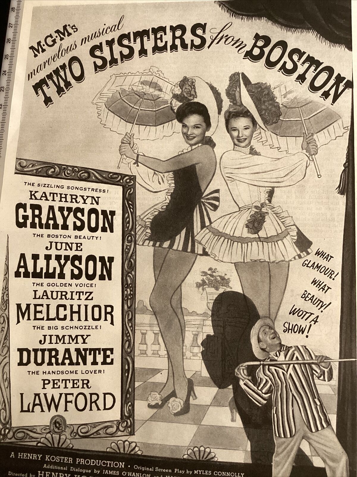 Vintage 1946 Two Sisters From Boston MGM Movie Print Ad Grayson Allyson Lawford