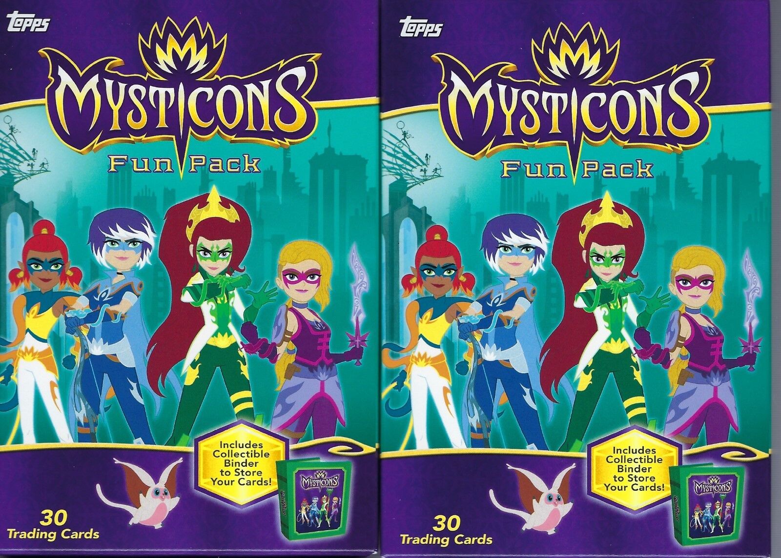 (2) 2018 Topps Mysticons Trading Cards 30ct. Fun Pack LOT=5 CodeCards+Mini Album