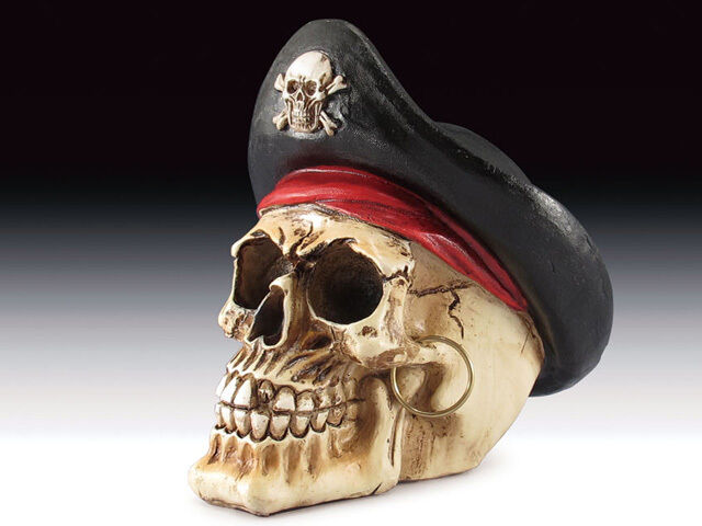 Pirate Captain Skull Figurine Statue Skeleton Halloween