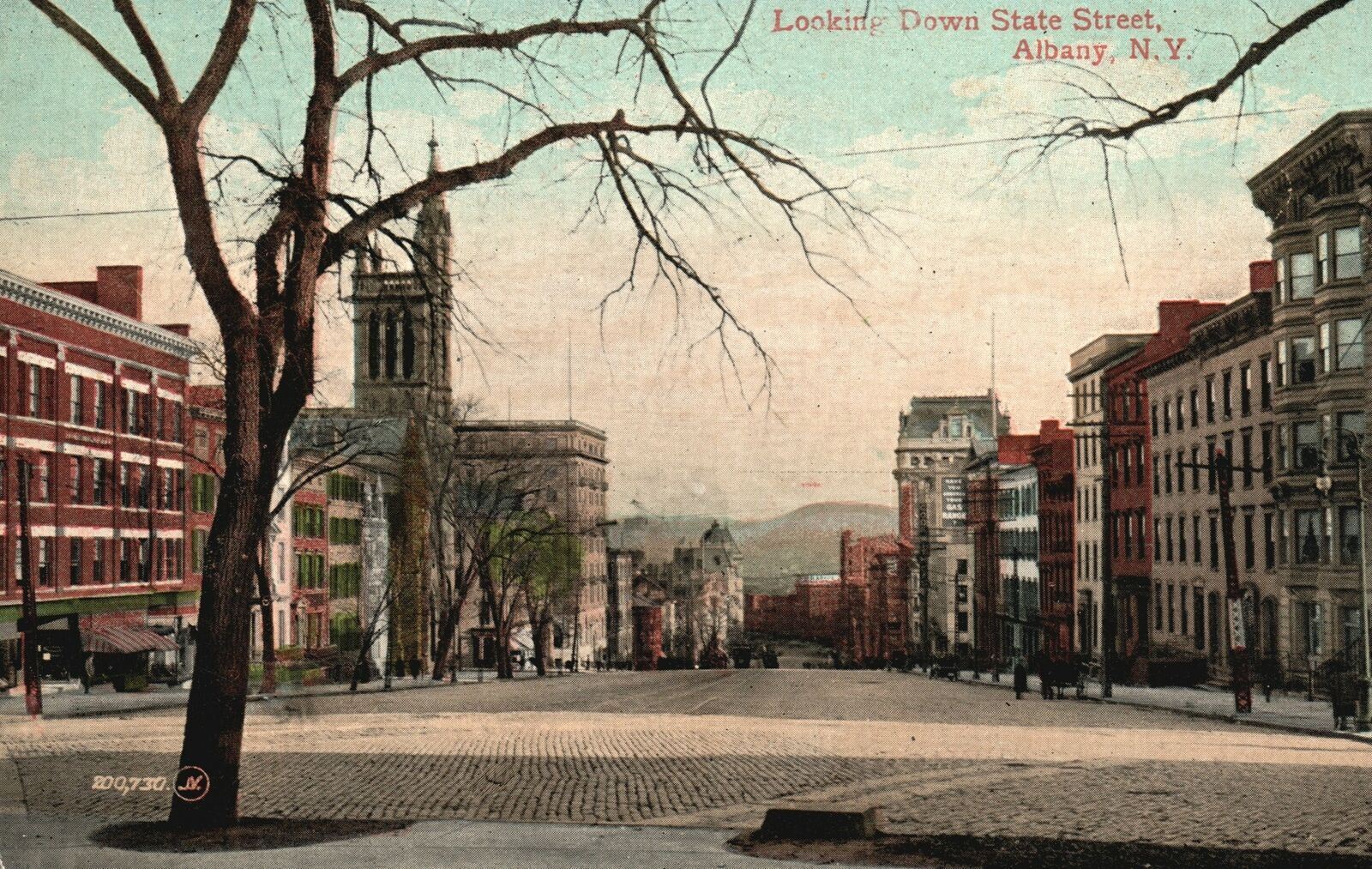 Vintage Postcard 1910\'s Looking Down State Street Albany New York N. Y.