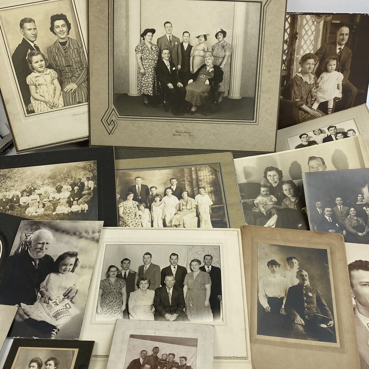 Vintage & Antique Photo Lot Of 16 Beautiful Families Assorted Decade Larger Size