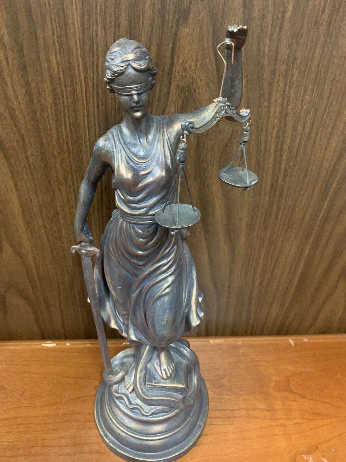 17” Tall Large Antique Blind Lady Justice Statue Themis Goddess Sculpture Deco