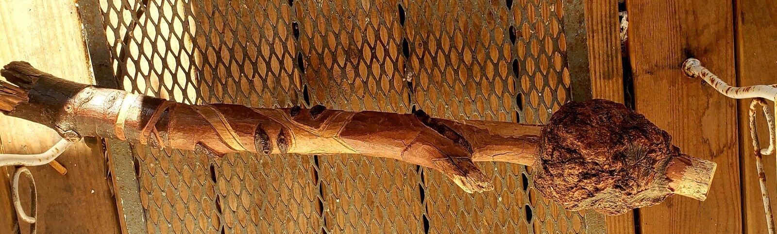 Vintage Penobscot Native American Carved Burl Wood Root War Club 