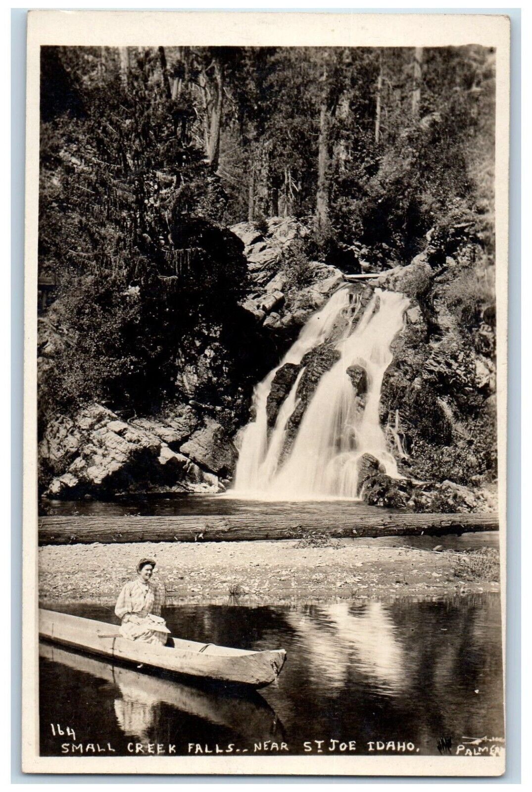c1910s Small Creek Falls Woman Frank Palmer Saint Joe ID RPPC Photo Postcard