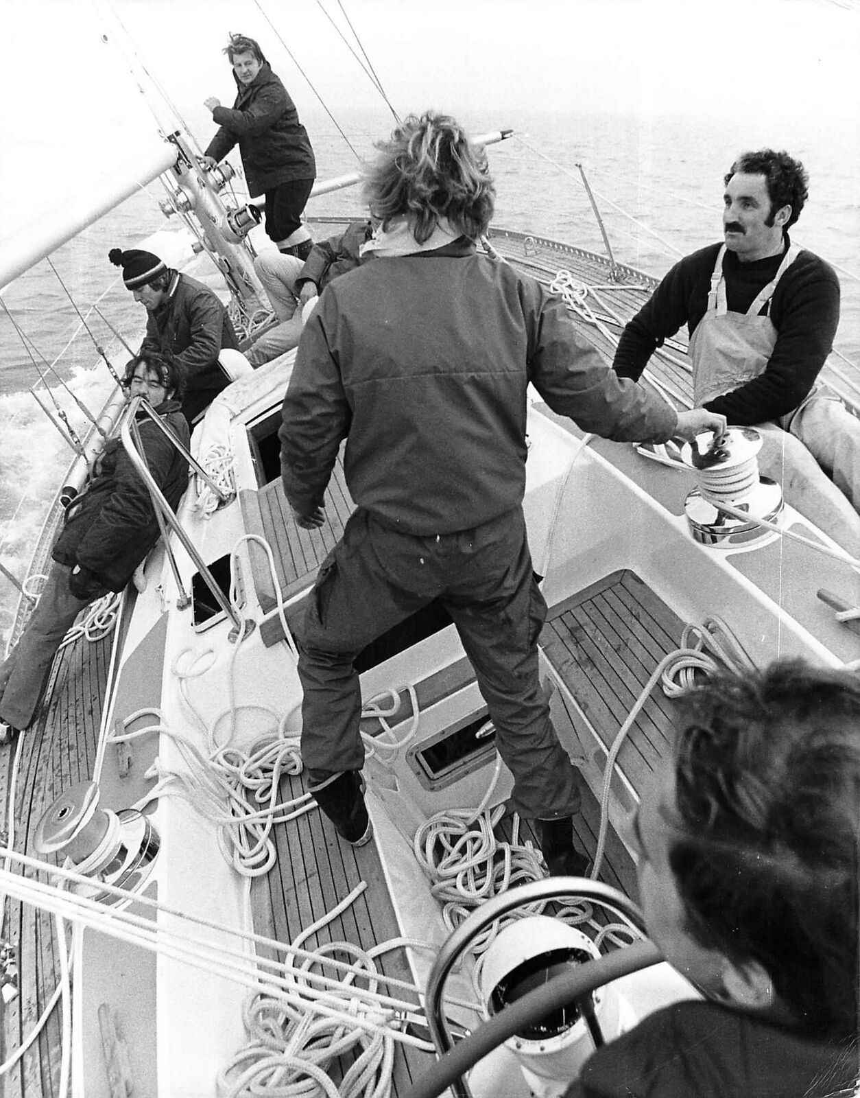 1973 Press Photo Holliday's KEALOAH Boat Crew Admirals Cup Solent yacht race kg