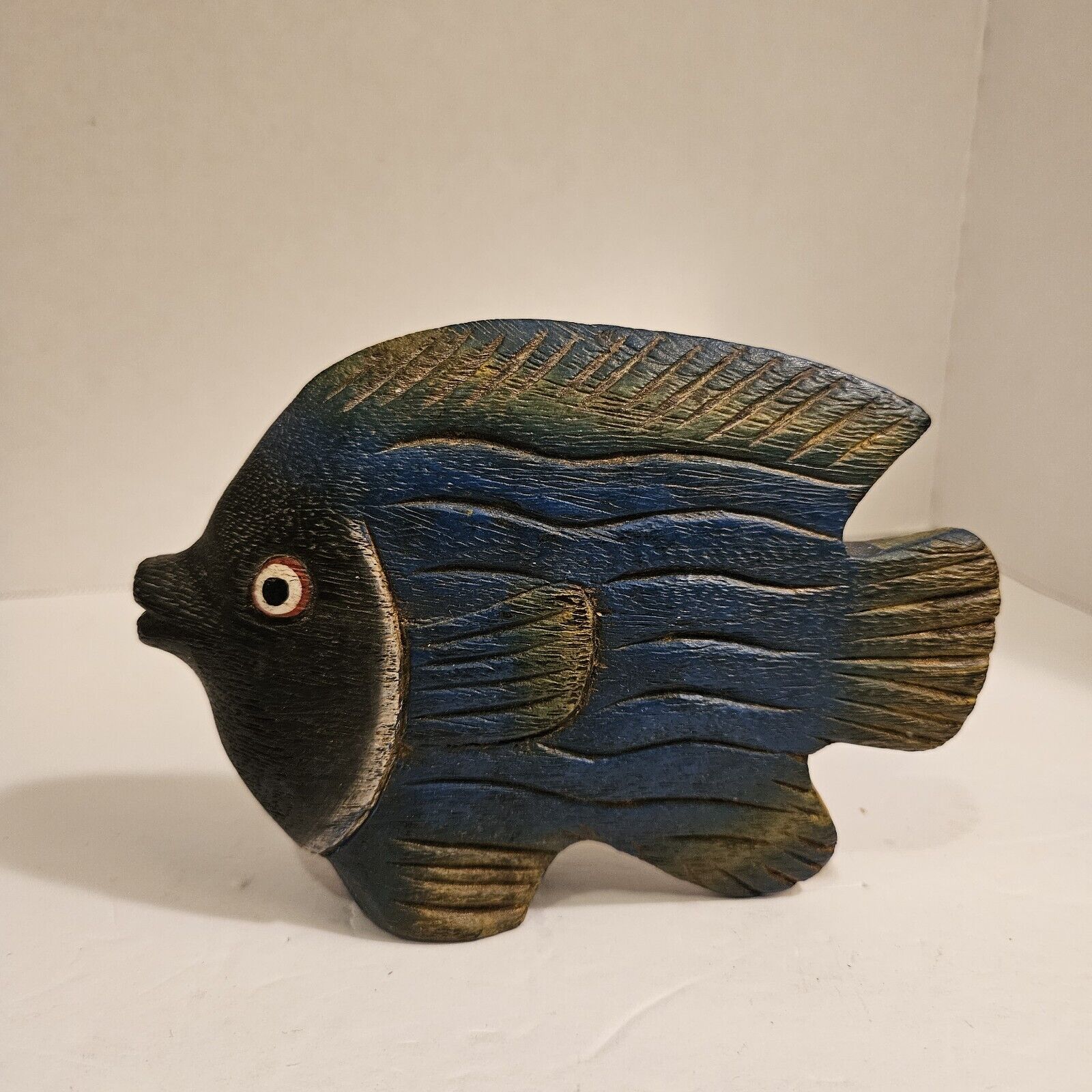 Blue Carved Wooden Fish