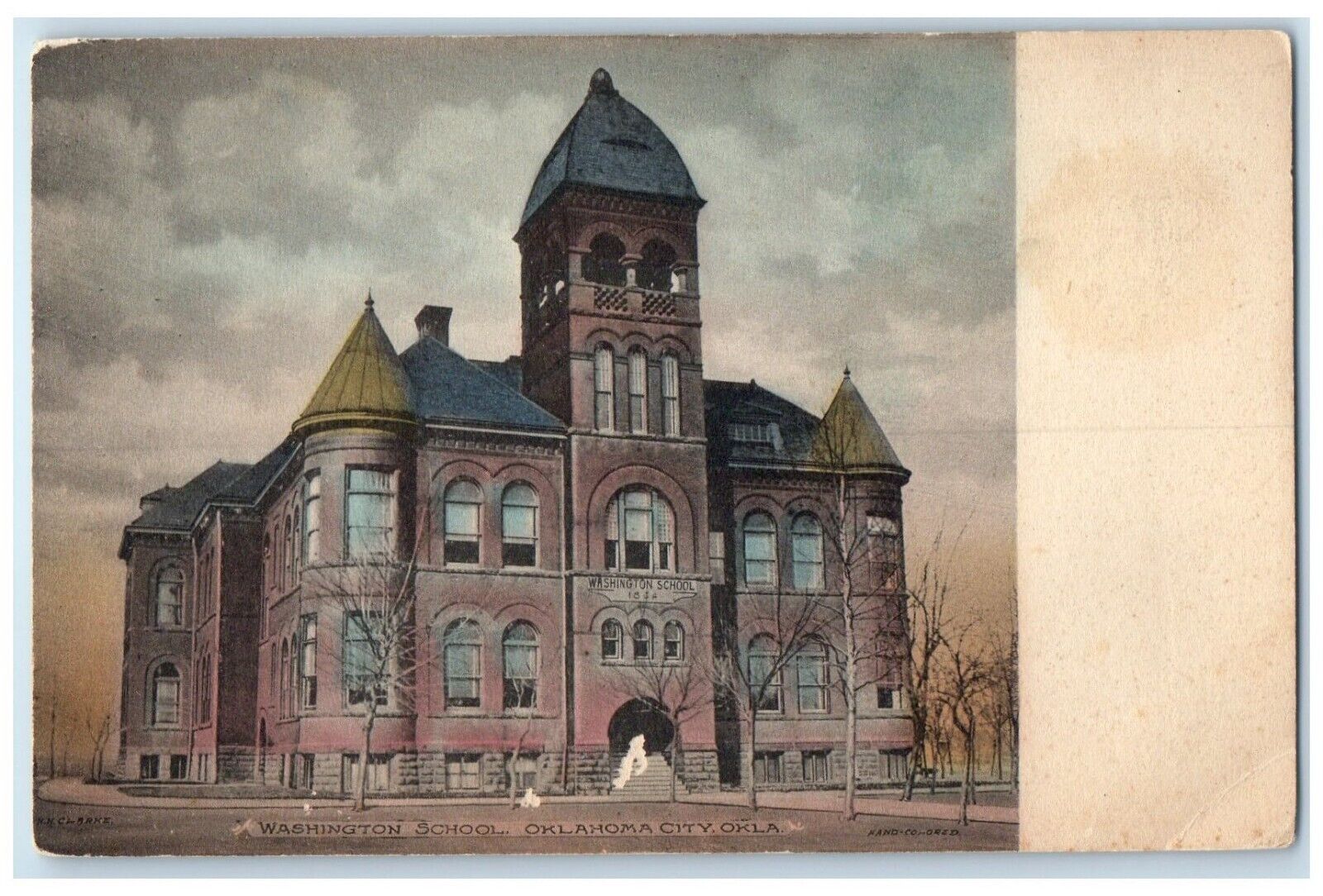 c1910 Washington School Exterior View Building Oklahoma City Oklahoma Postcard