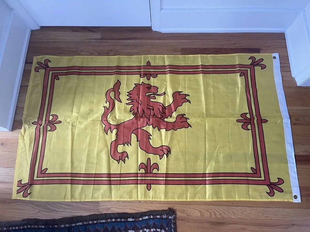 Vintage Silk Lion Rampant Royal Banner of Scotland Flag 3’ By 5’