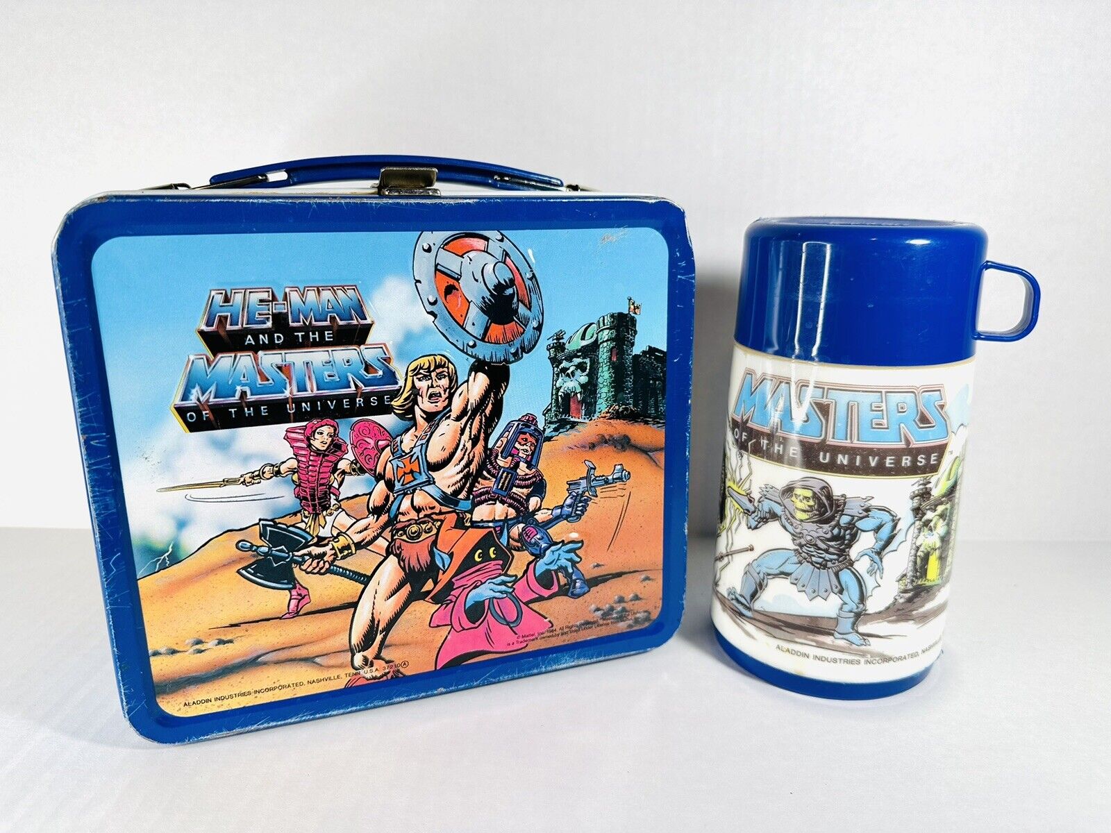 Vintage 1983 He-Man Masters of the Universe Metal Lunchbox with Thermos