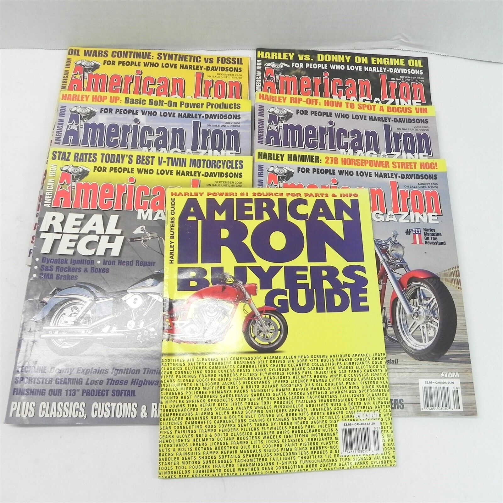VINTAGE 2000 LOT OF 7 ISSUES AMERICAN IRON MOTORCYCLE MAGAZINE HARLEYS CHOPPERS
