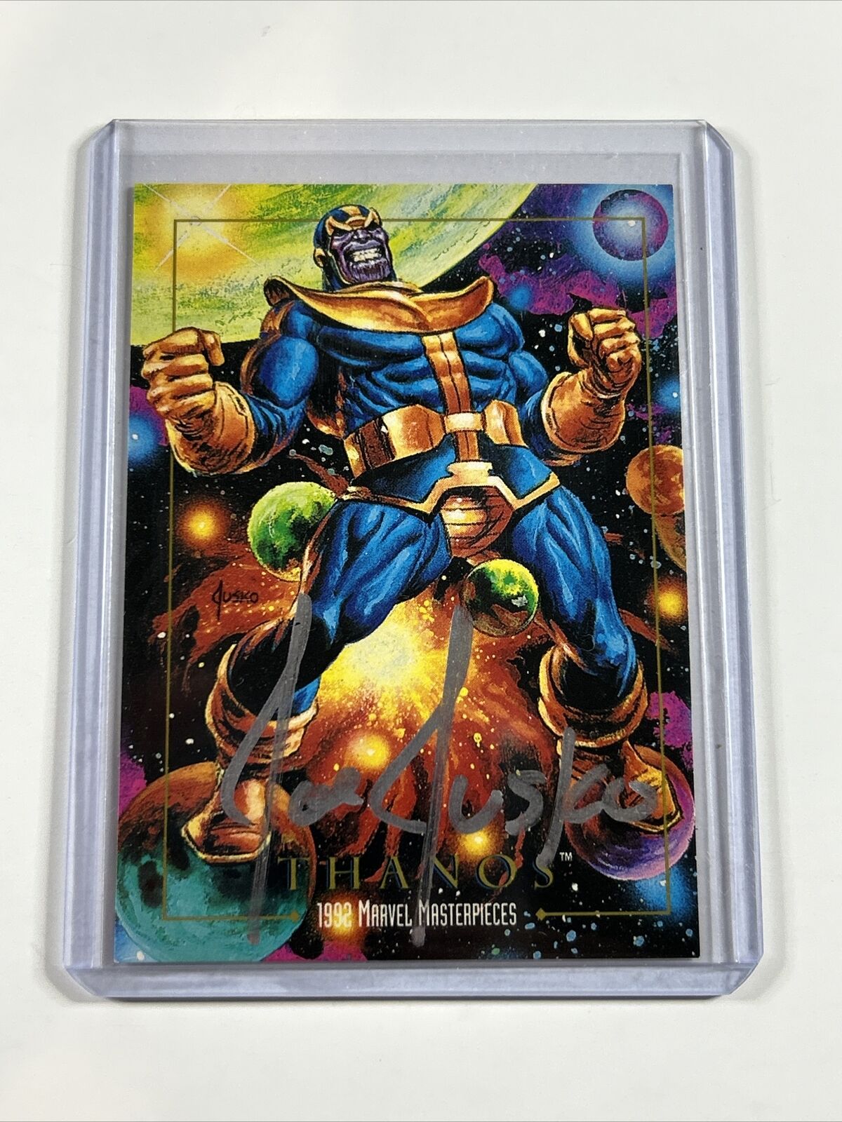 THANOS #83 Skybox 1992 Marvel Masterpieces Card Signed by JOE JUSKO