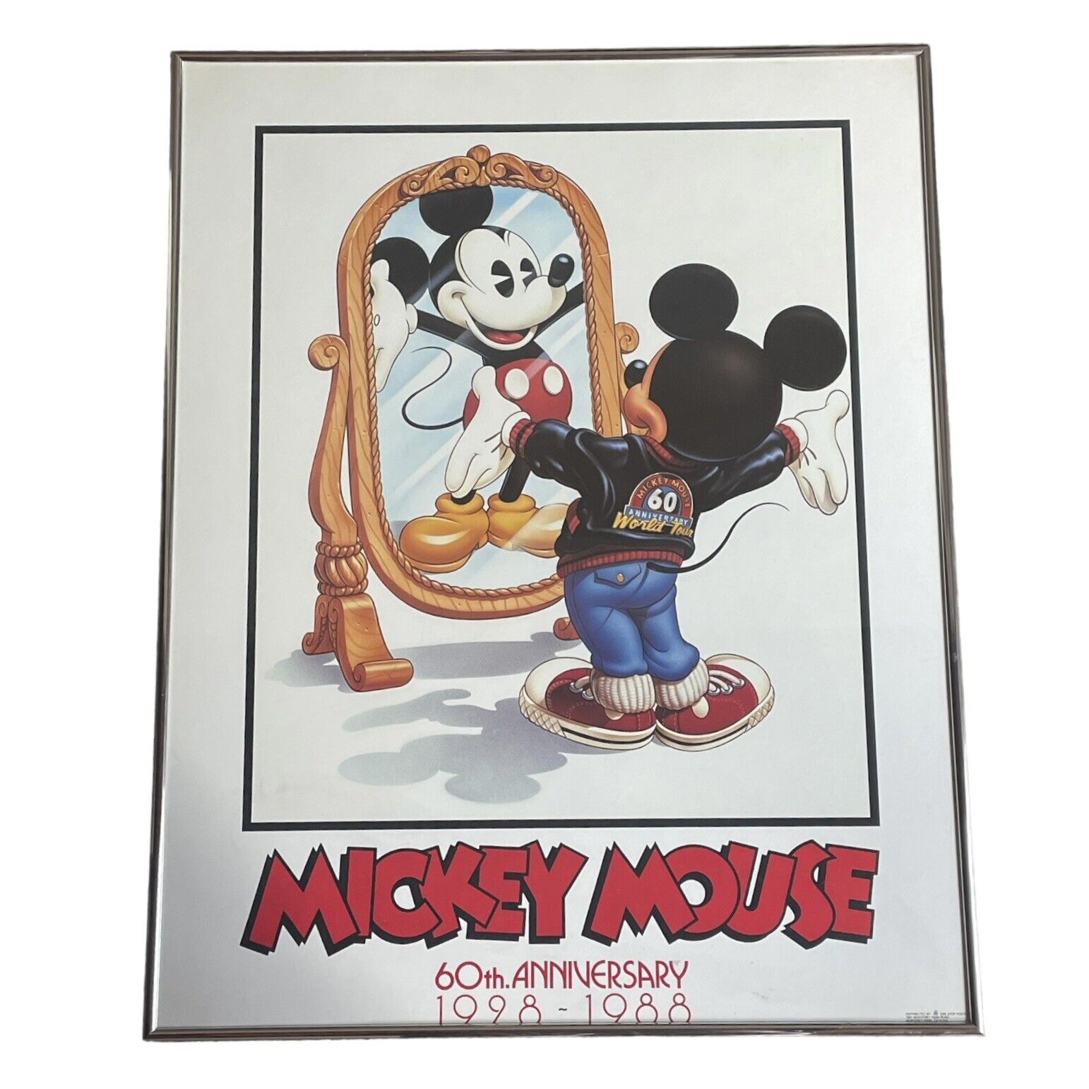 VTG Custom Framed 60th Anniversary Mickey Mouse Poster Picture Walt Disney 22x30