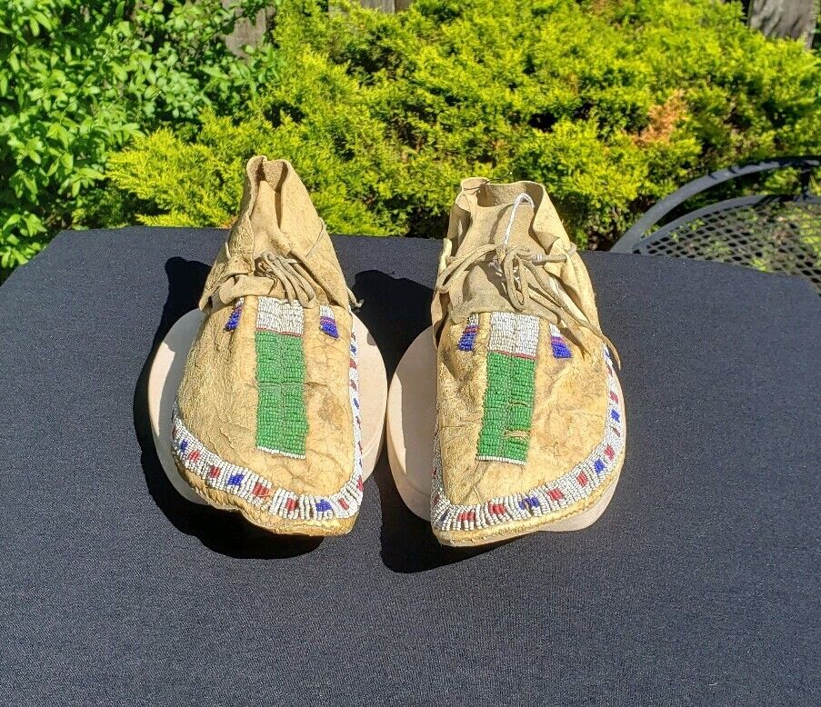 19th Century Beaded Sioux  Indian Moccasins, from a Major Collection