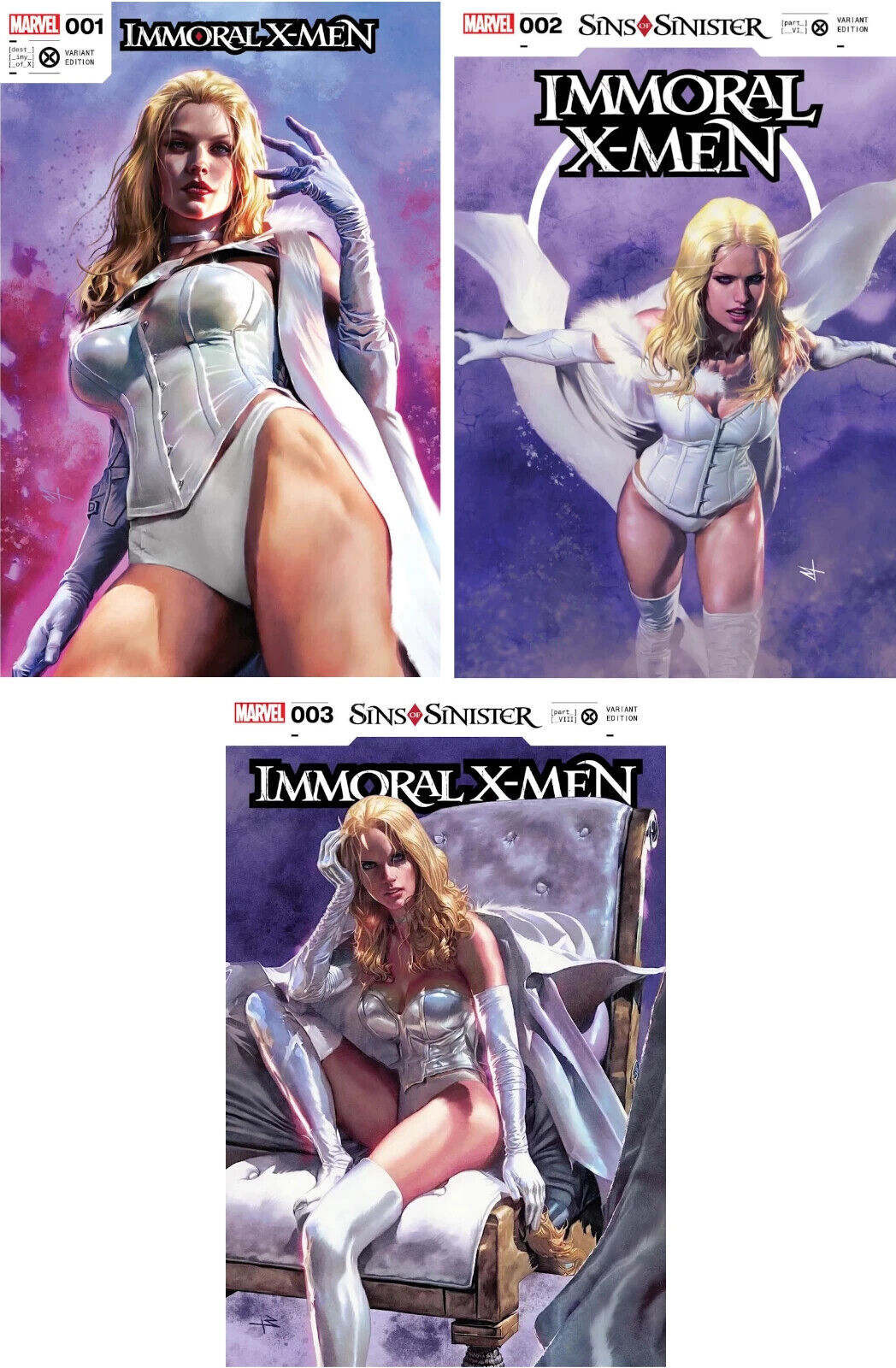IMMORAL X-MEN #1,2,3 (MARCO TURINI EXCLUSIVE EMMA FROST VARIANT SET) ~ Marvel