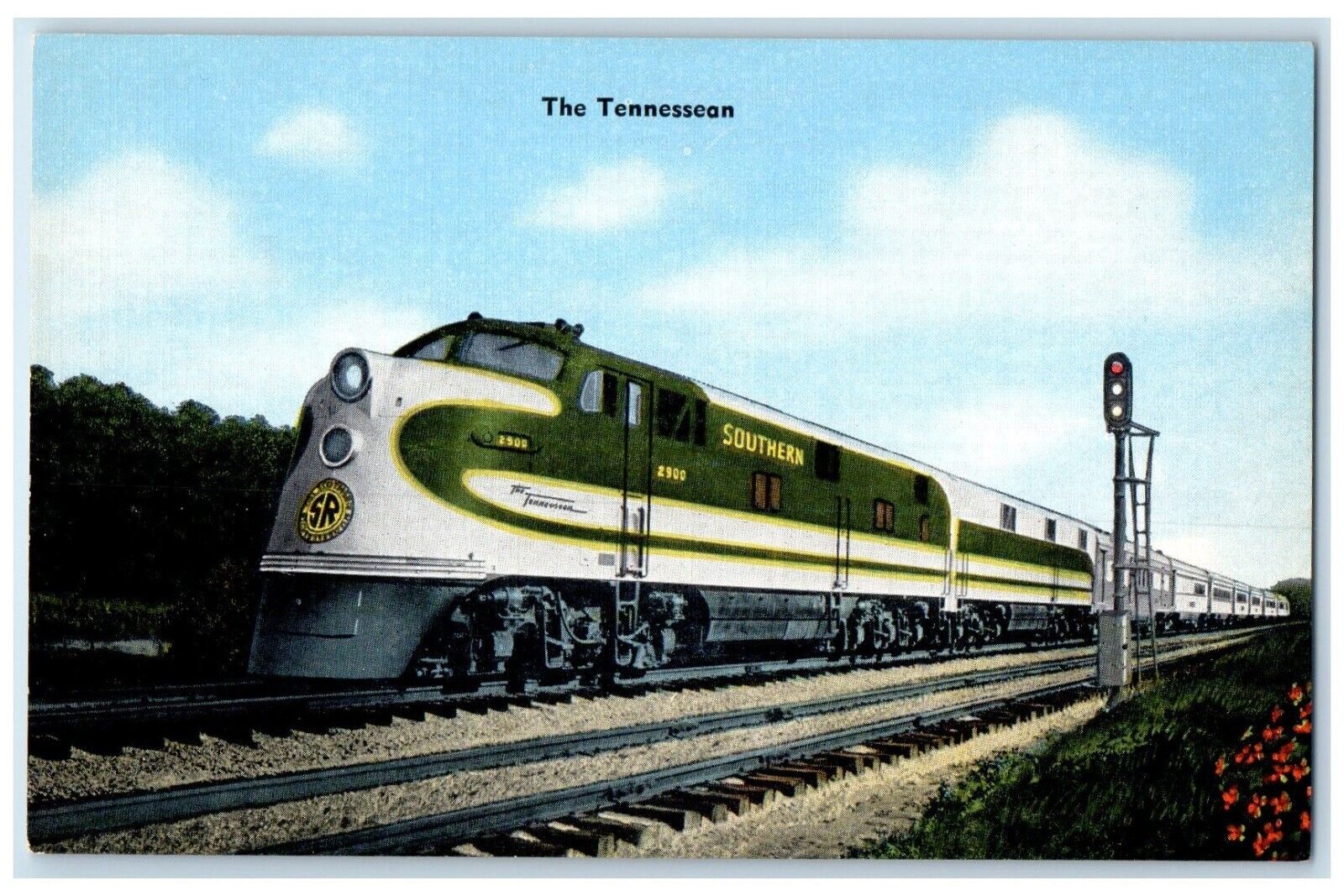 c1940s The Tennessean Washington-Memphis Streamlined Train TN Unposted Postcard