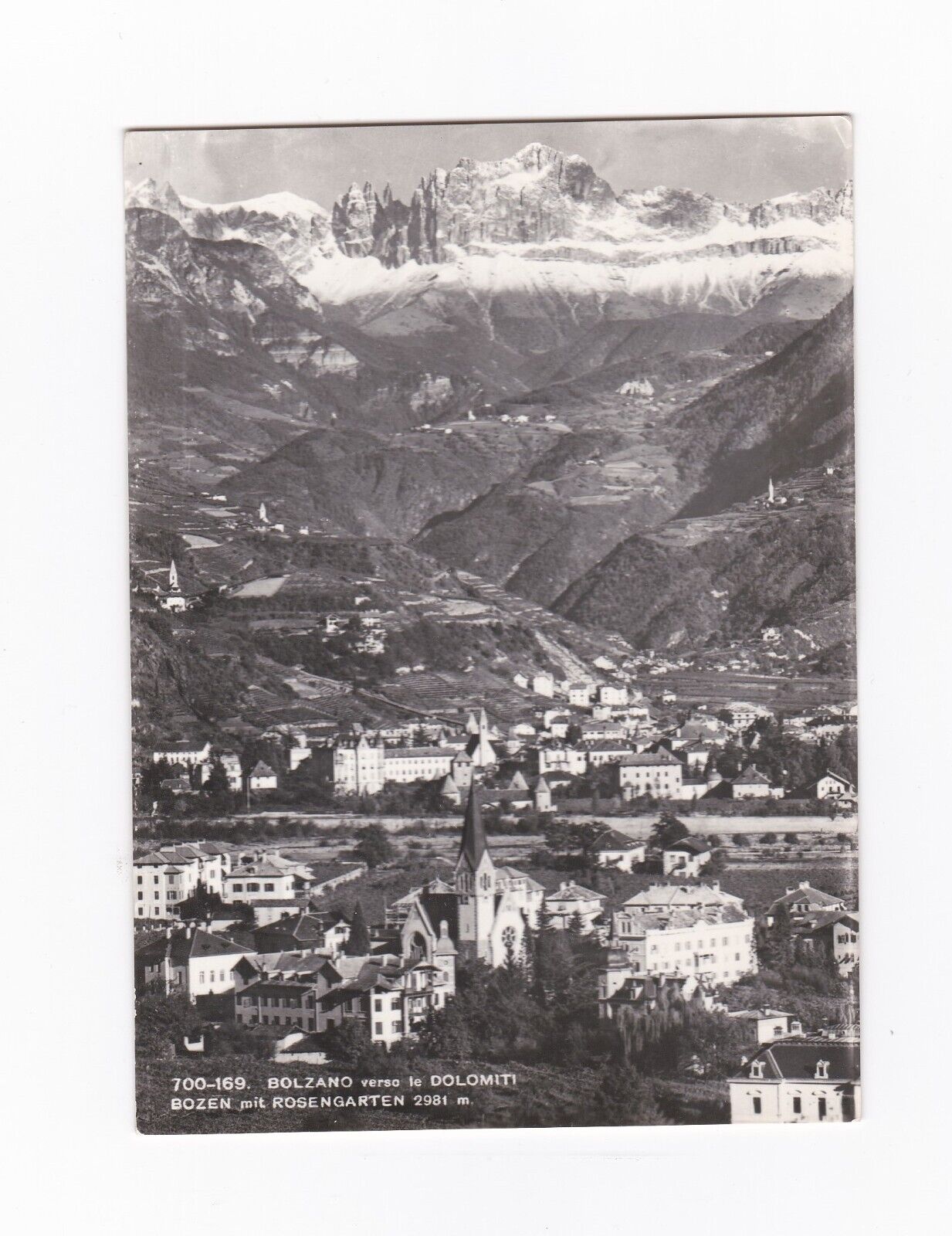 Italy Vintage Postcard Bolzano verso le Dolomiti Bozen mit Rosengarten