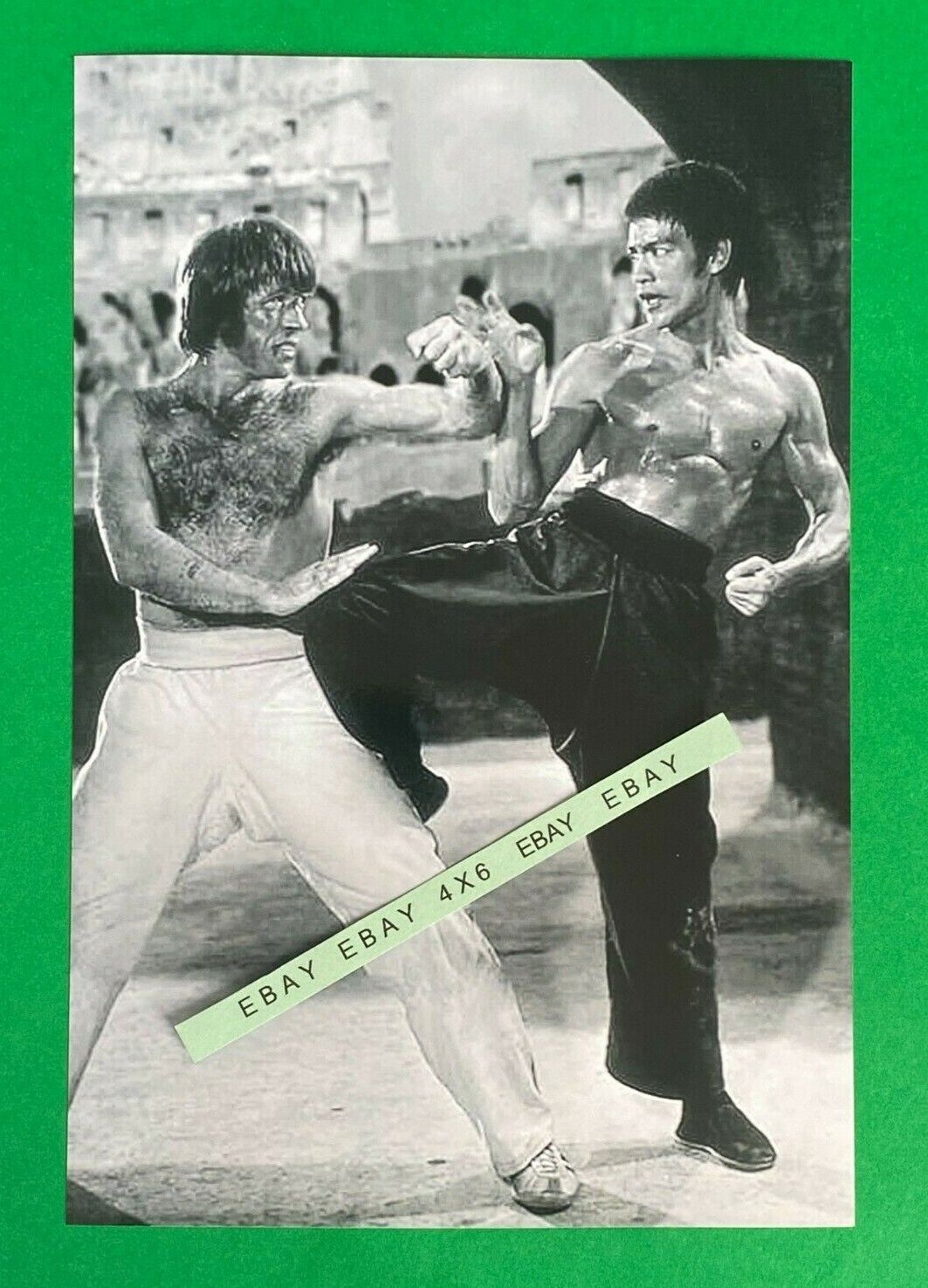 Found 4X6 Photo of Bruce Lee and Chuck Norris Kung Foo Fighting 