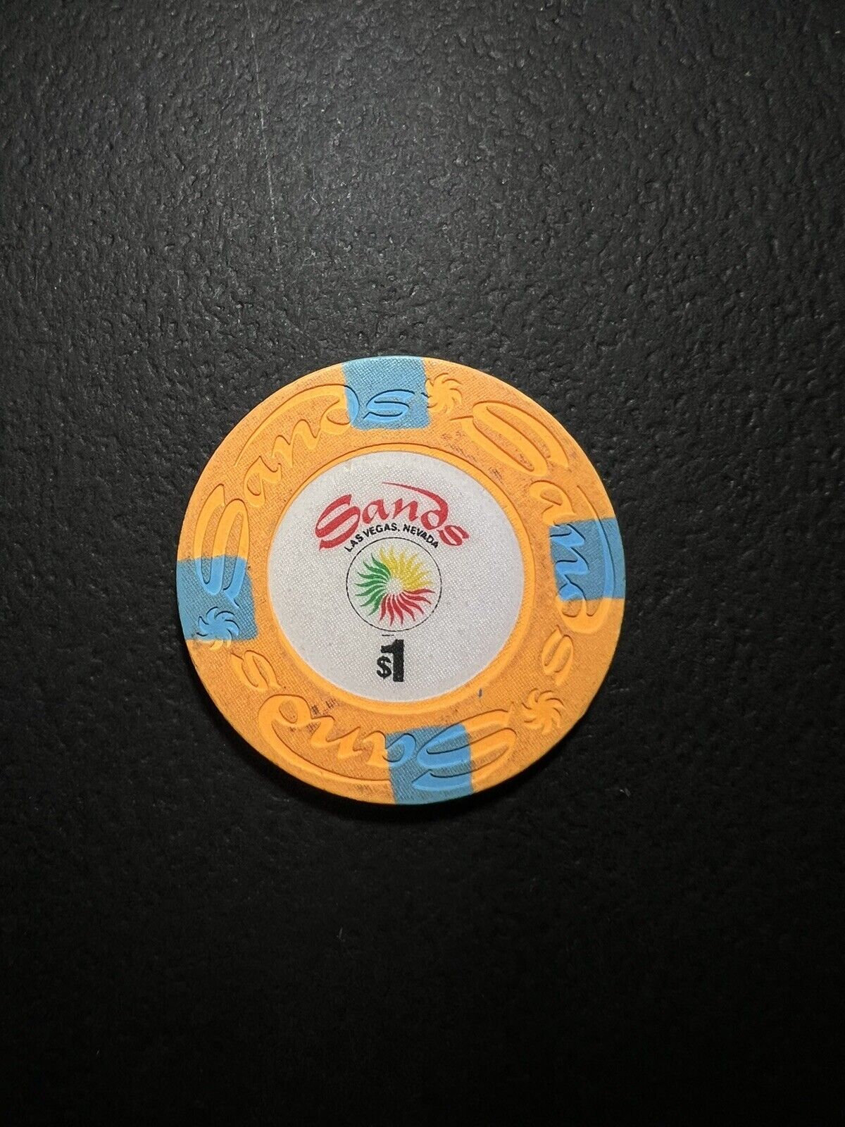 $1 Las Vegas Sands Casino Chip - Orange - Very Nice Nevada Gaming History