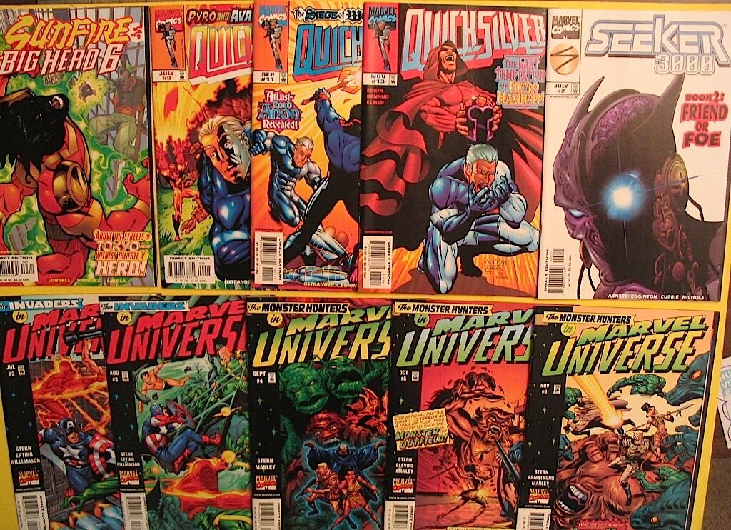 10 COMICS LOT Sunfire & Big Hero Six # 3 Quicksilver Seeker 3000 Marvel Universe