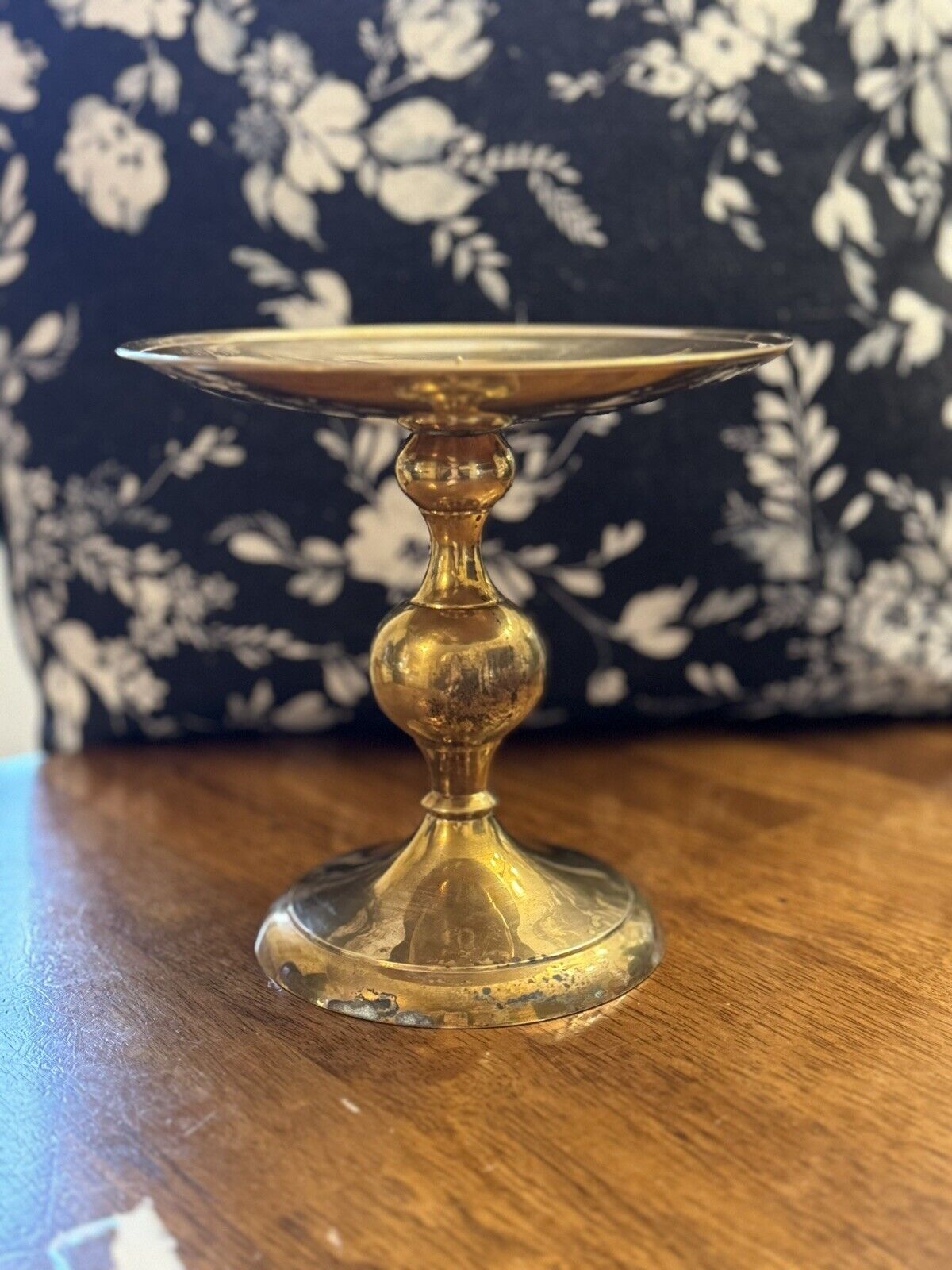 Vintage Solid Brass Pillar Candle Holder Up To 6\'\' Dia.